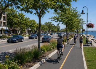 Oakville Reviews Cycling Facilities on Lakeshore Road East