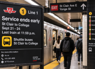 TTC to End Service Early for Four Nights Between St Clair and College